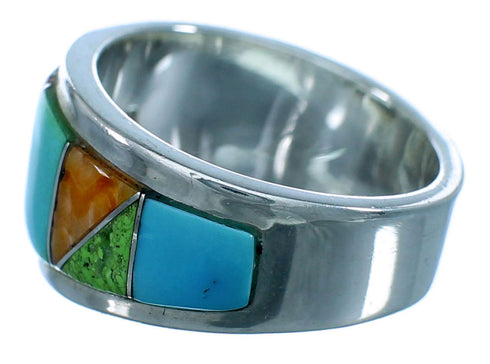 Sterling Silver Coral Inlay Southwestern Ring Size 5-1/2 LX113279